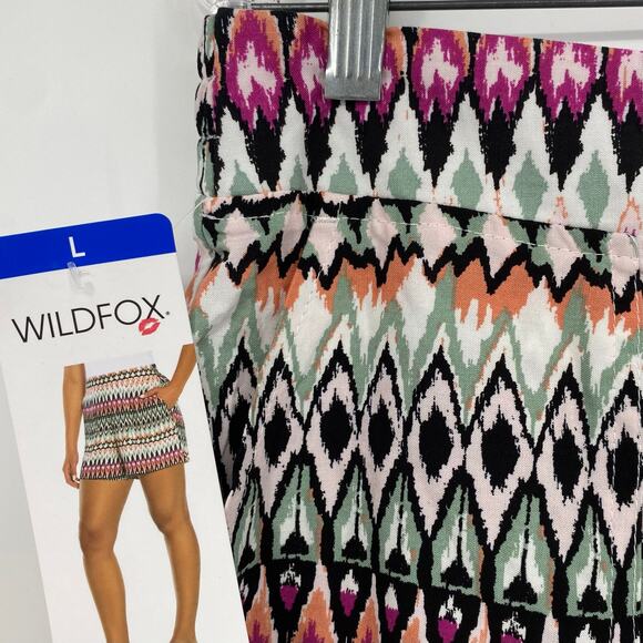 NEW WILDFOX Argyle Tribal Print Flowy Bohemian Shorts Size Large Multicolor - Picture 3 of 5